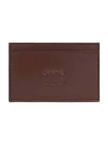 Satinized Triomphe Embossed Calfskin Card Wallet Chestnut - CELINE - BALAAN 1