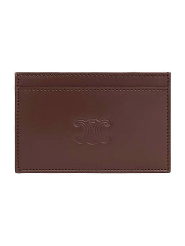 Satinized Triomphe Embossed Calfskin Card Wallet Chestnut - CELINE - BALAAN 1