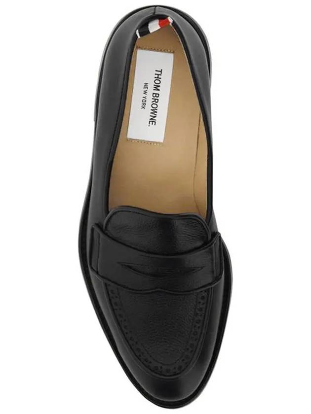 Men's Vitello Flexible Leather Sole Soft Penny Loafer Black - THOM BROWNE - BALAAN 4