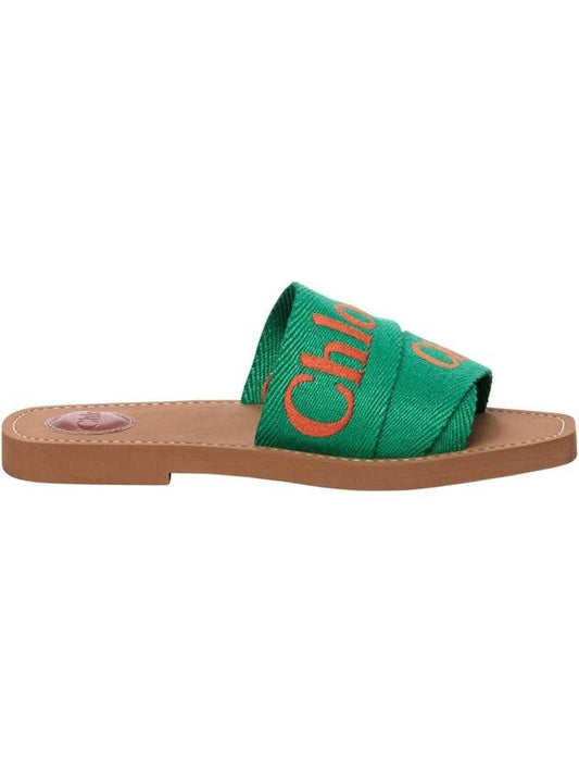 Orange Logo Woody Flat Mule Green - CHLOE - BALAAN 1