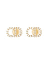 Claire D Lune Finish Metal White Crystal Earrings Gold - DIOR - BALAAN 1