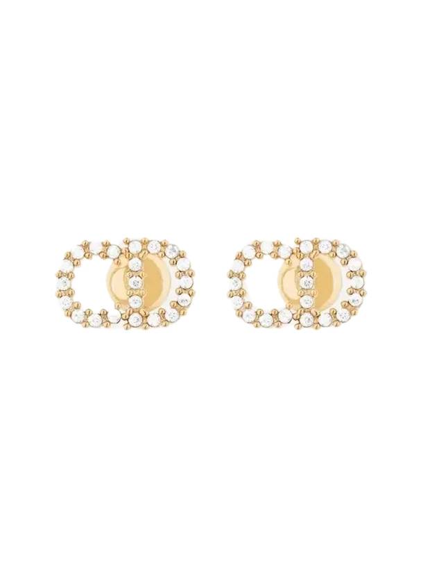 Claire D Lune Finish Metal White Crystal Earrings Gold - DIOR - BALAAN 1