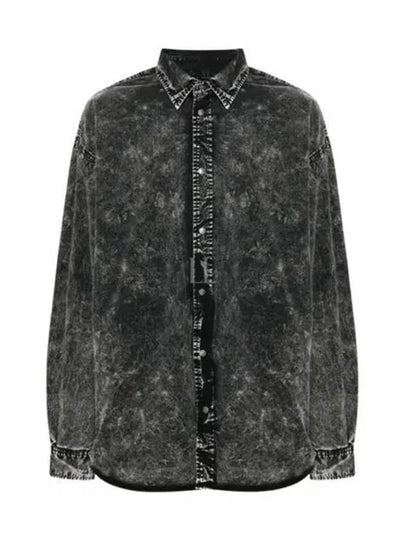 S Veken Marbled Cotton Long Sleeve Shirt Black - DIESEL - BALAAN 2