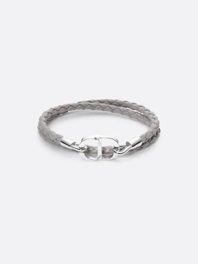 CD Icon Braided Leather Bracelet Grey - DIOR - BALAAN 2