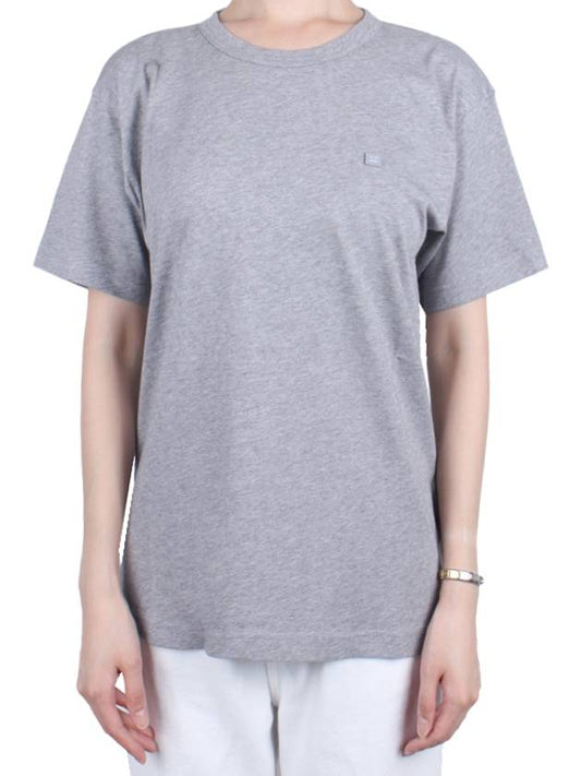 Women s Face Patch Short Sleeve T Shirt Regular Fit Light Gray Melange CL0290 X92 - ACNE STUDIOS - BALAAN 2