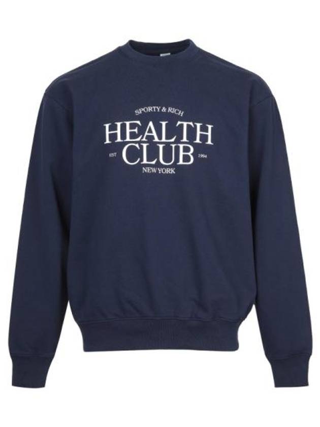 Logo Print Cotton Long Sleeve T-Shirt Navy - SPORTY & RICH - BALAAN 2