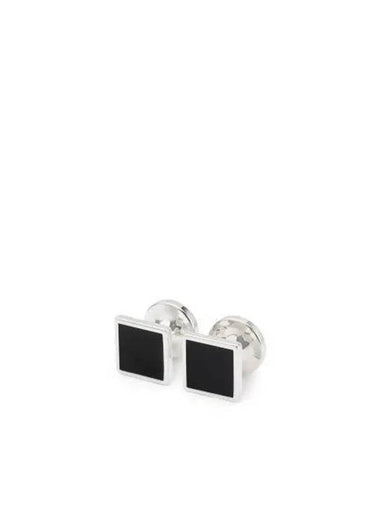 Square Metallic Cufflinks Black Silver - HUGO BOSS - BALAAN 1