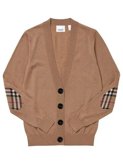 Dornoch Check Patch Wool Cardigan Brown - BURBERRY - BALAAN 2