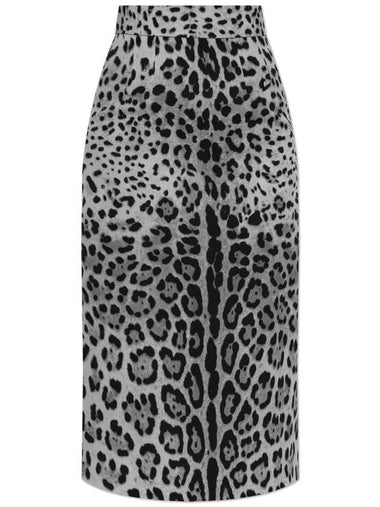 Dolce & Gabbana Silk Skirt With Animal Print, Women's, Grey - DOLCE&GABBANA - BALAAN 1