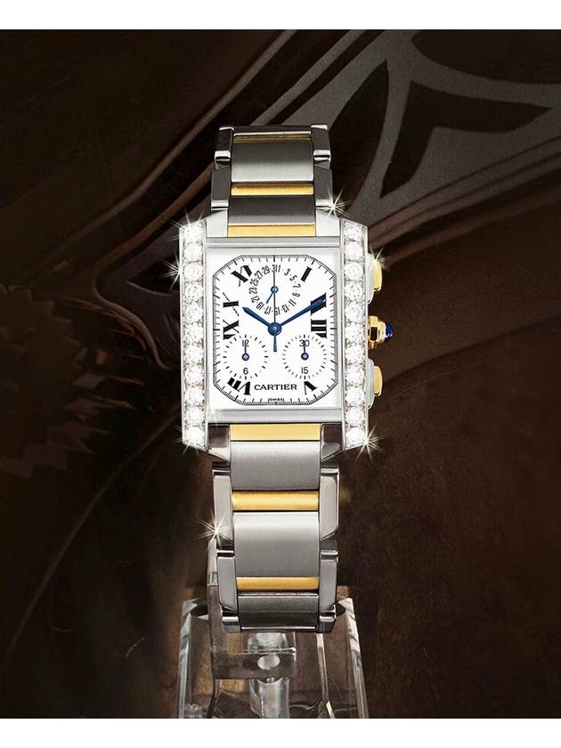 Tank Francaise Chronograph Diamond Men s Combi Watch - CARTIER - BALAAN 1