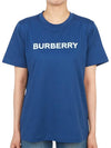 Logo Print Detail Short Sleeve T-Shirt Blue - BURBERRY - BALAAN 4