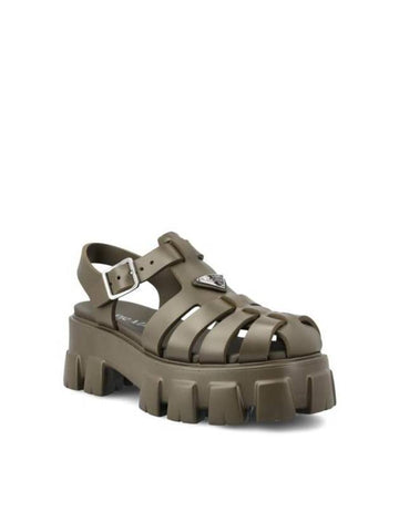 Monolith Rubber Sandals Military Green - PRADA - BALAAN 1