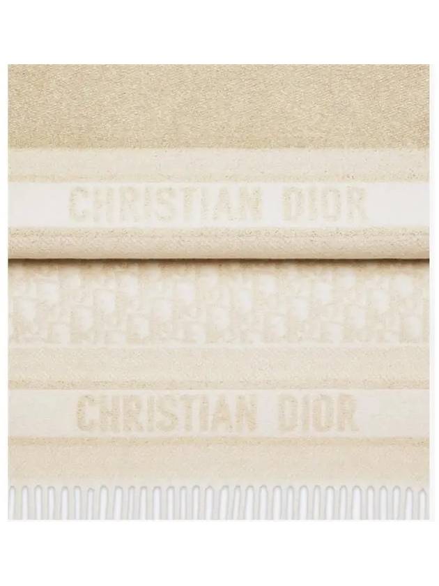 Oblique scarf ecru cashmere blend gold 51DOB209L080 CO90 - DIOR - BALAAN 4