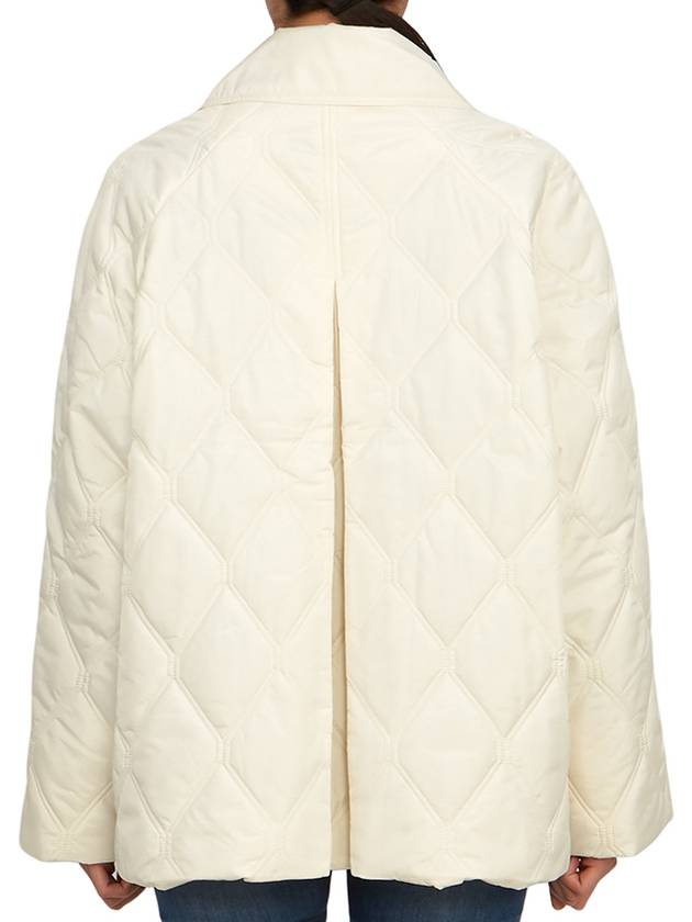 Pointed Collar Diamond Quilted Zip-Up Jacket White - GANNI - BALAAN 6