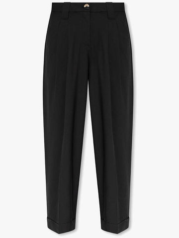 Ganni Pleat-front Trousers, Women's, Black - GANNI - BALAAN 1