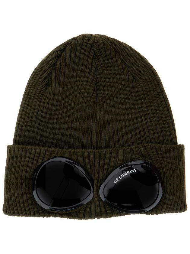 Green Goggle Beanie With Turn-Up Brim In Cotton Man - CP COMPANY - BALAAN 1