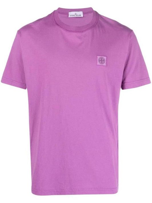 Pisato Effect Logo Patch Short Sleeve T-Shirt Purple - STONE ISLAND - BALAAN 1