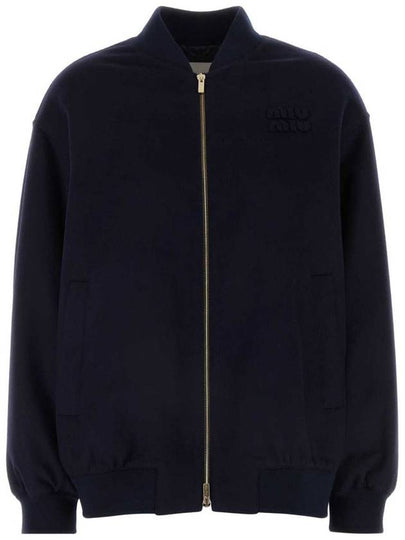 Women's Virgin Wool Cashmere Bomber Jacket Blue - MIU MIU - BALAAN 2