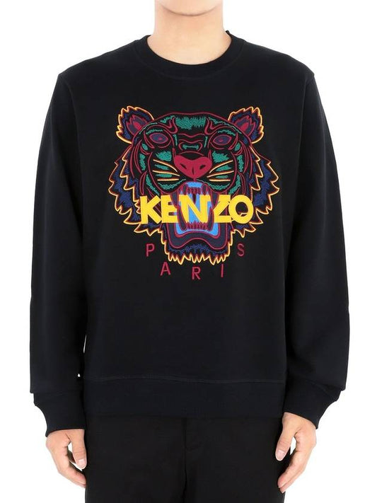 Men s Orange Tiger Embroidery Sweatshirt Black 5SW001 4XA 99 - KENZO - BALAAN 1