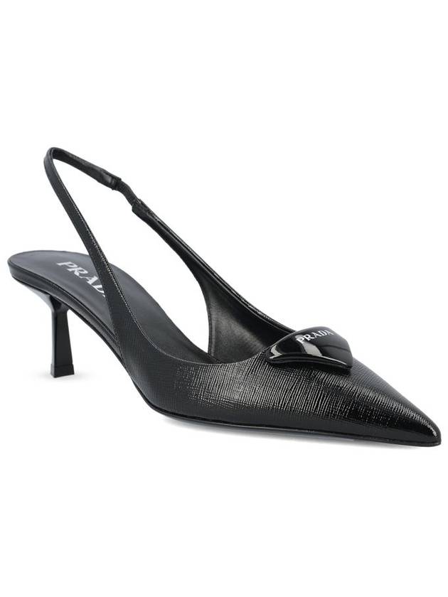 Logo 55mm leather sandal heel black - PRADA - BALAAN 3