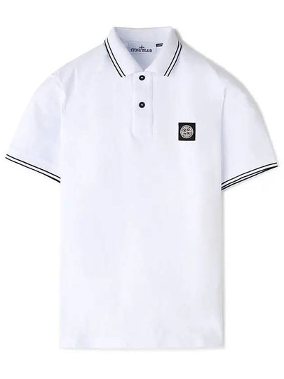 Logo Patch Short Sleeve Polo Shirt White - STONE ISLAND - BALAAN 2