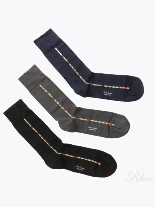 Signature Stripe Long Socks Black 3 Packs - PAUL SMITH - BALAAN.