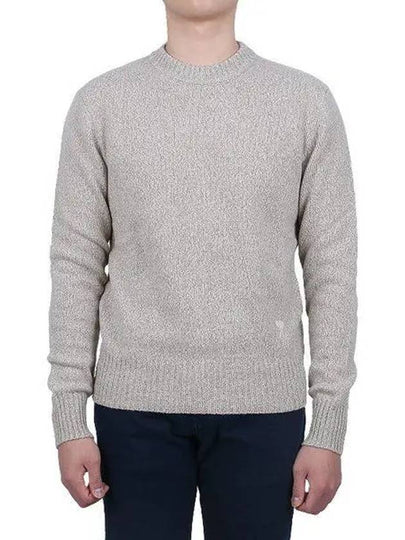 Men's Tonal Cashmere Crew Neck Sweater Champagne - AMI - BALAAN 2