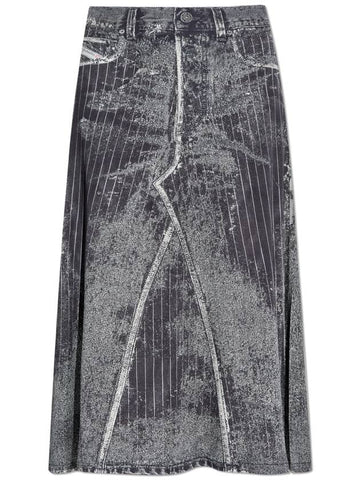 O Hanna Print Of Pinstripe Denim A Line Skirt Black - DIESEL - BALAAN 1