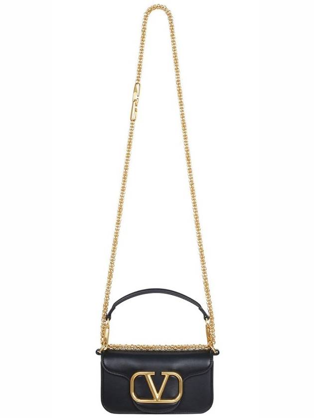 V Logo Buckle Calfskin Small Shoulder Bag Black - VALENTINO - BALAAN 6