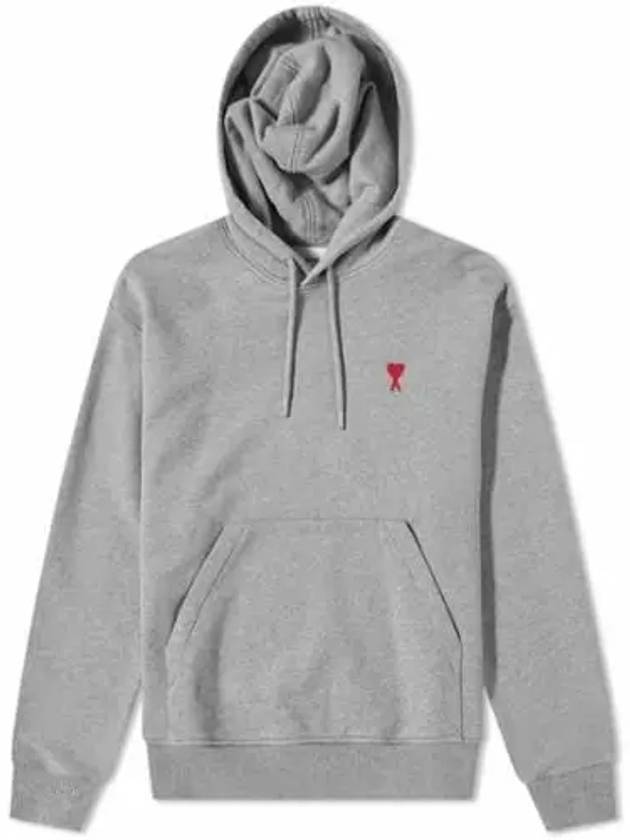 Small Heart Logo Cotton Hoodie Grey - AMI - BALAAN 2