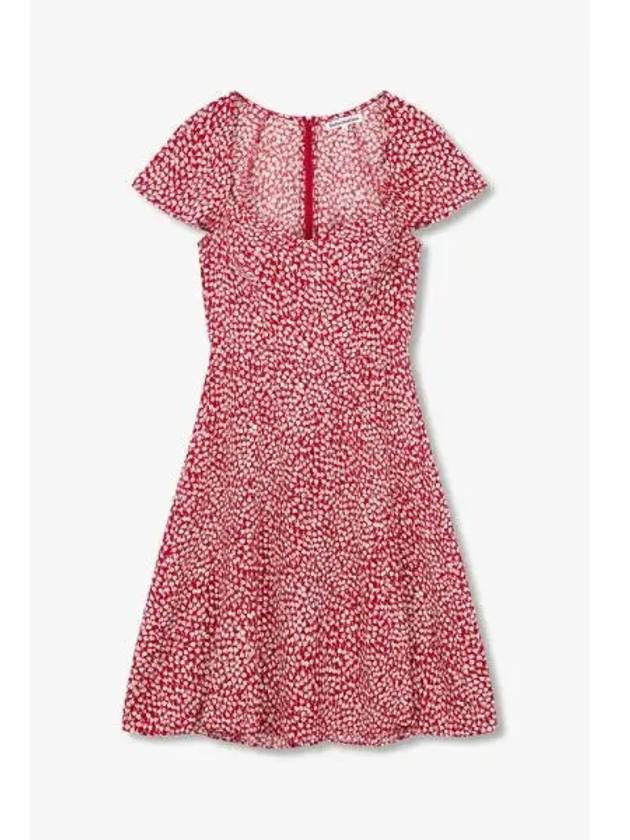 Patterned Heart Neck Flare Dress Novia Red - REFORMATION - BALAAN 1