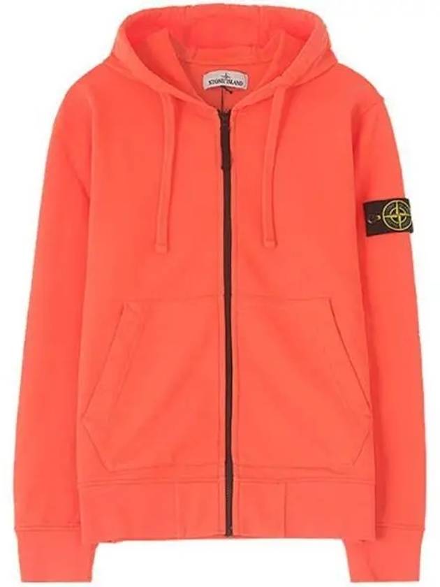 Wappen Patch Pocket Zip Up Hoodie Orange - STONE ISLAND - BALAAN 2