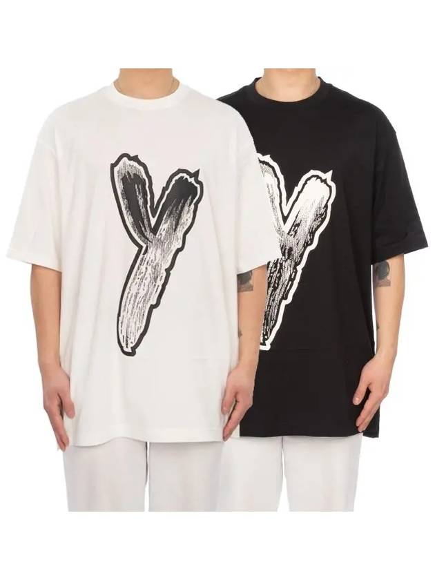 Graphic Logo Cotton Short Sleeve T-Shirt Black - Y-3 - BALAAN 2