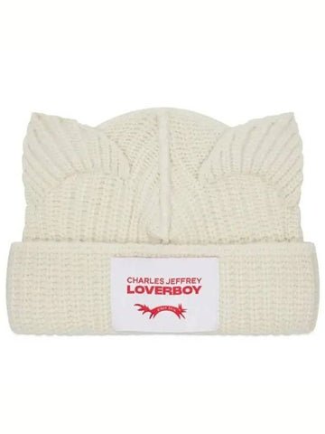 Charles Jeffrey Loverboy EARS Ear Point Chunky Wool Beanie 31130402 ECRU - CHARLES JEFFREY LOVERBOY - BALAAN 1