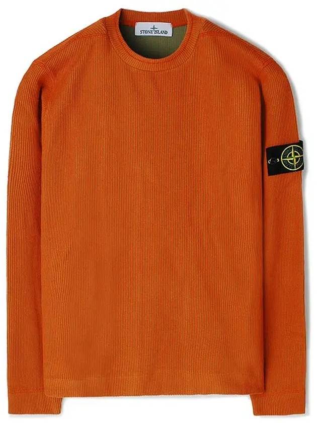 Men's Wappen Patch Crewneck Knit Sweatshirt Sienna Brown - STONE ISLAND - BALAAN 2