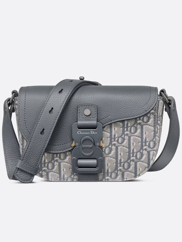 Saddle Mini Flap Messenger Bag Deep Gray Dior Oblique Jacquard Grained Calfskin 2ADCA435YKS H12E - DIOR - BALAAN 8