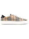 Men's Vintage Check Leather Low Top Sneakers Archive Beige - BURBERRY - BALAAN 2