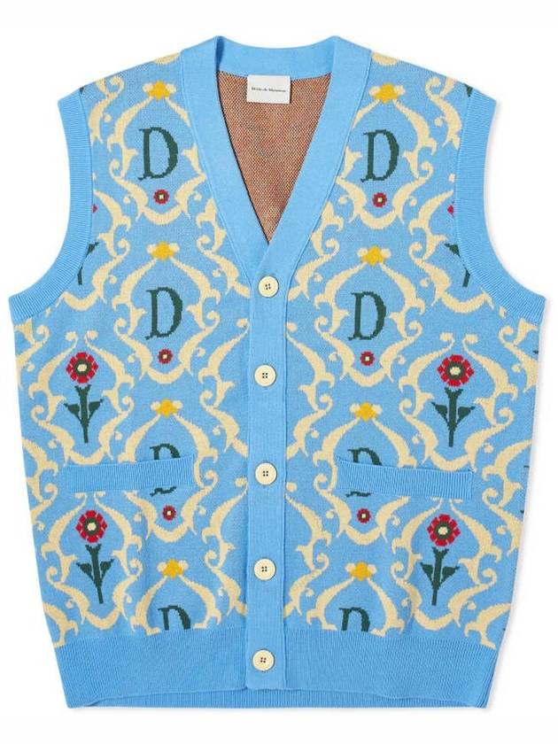 Drole De Monsieur Men's Blue Ornaments Sleeveless Cardigan, Size Small - DROLE DE MONSIEUR - BALAAN 1