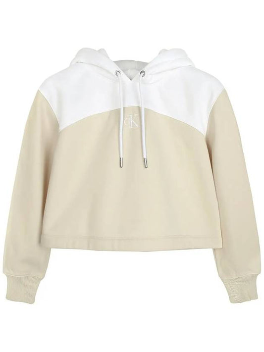 Eggshell CK Logo Hooded Sweatshirt J20J221336 ACF - CALVIN KLEIN - BALAAN 1