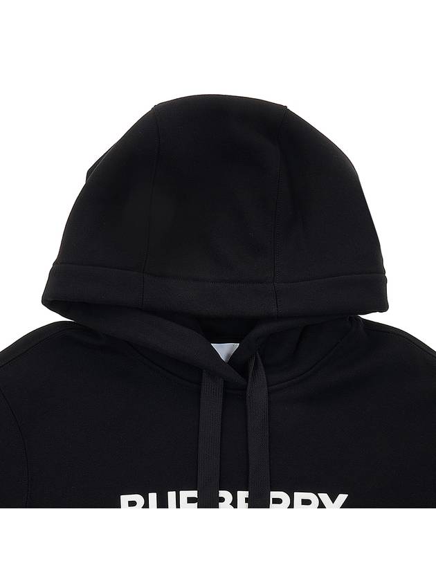 Logo Print Cotton Oversized Hoodie Black - BURBERRY - BALAAN 4