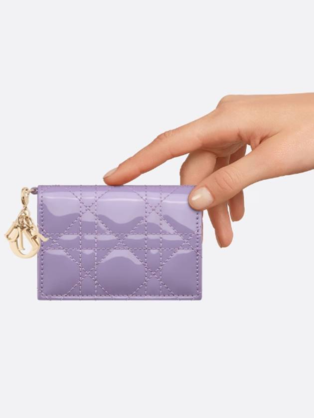 Lady Cannage Patent Calfskin Flap Card Wallet Lilac - DIOR - BALAAN 7