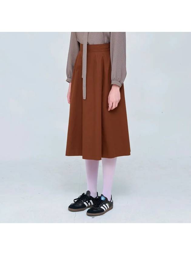 A line volume long skirt cotton 100 brown 0123 - VOYONN - BALAAN 2