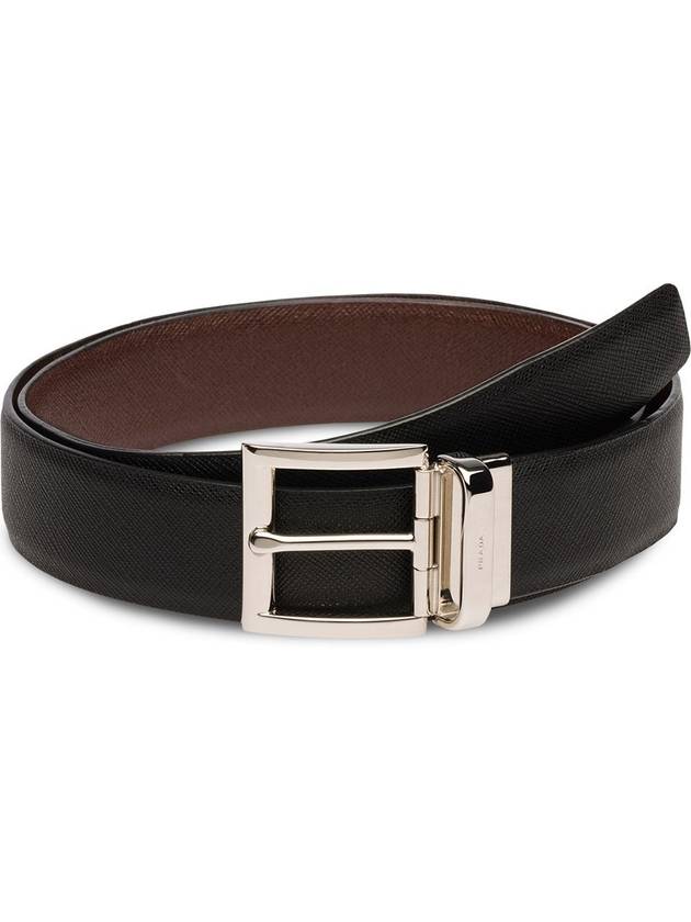 Two-Tone Reversible Saffiano Belt Black Brown - PRADA - BALAAN 6