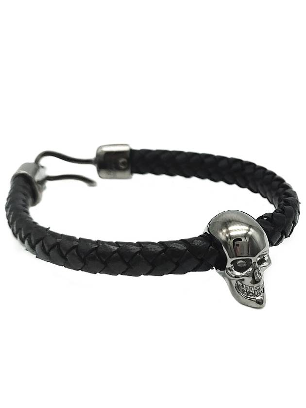 Men's Skull Leather Bracelet Black - ALEXANDER MCQUEEN - BALAAN 5