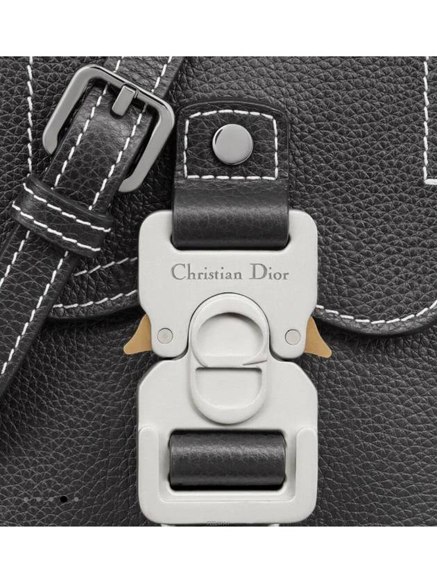 Saddle Vertical Strap Grained Calfskin Pouch Black - DIOR - BALAAN 7