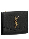 Uptown Compact Grain De Poudre Embossed Leather Halfwallet Black - SAINT LAURENT - BALAAN 2