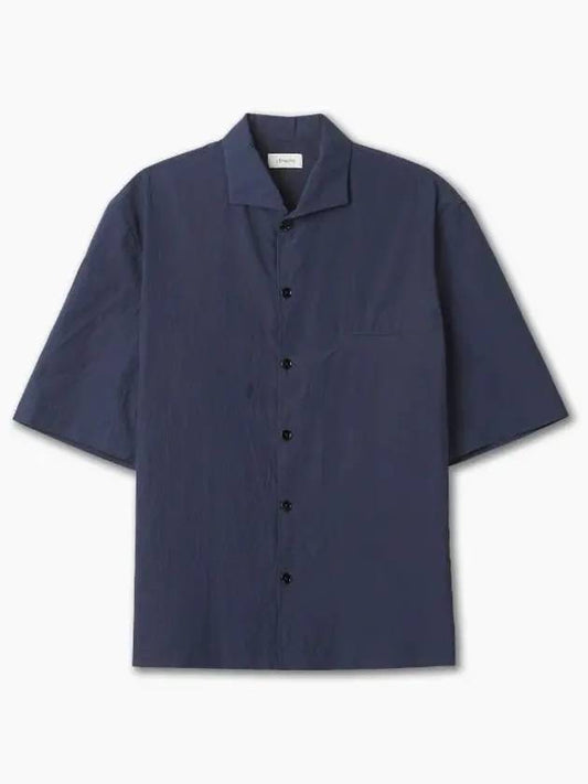 Camp Collar Cotton Short Sleeve Shirt Navy - LEMAIRE - BALAAN 2