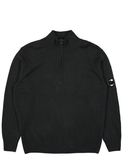 Lambswool GRS Half Zipped Knit Top Black - CP COMPANY - BALAAN 2