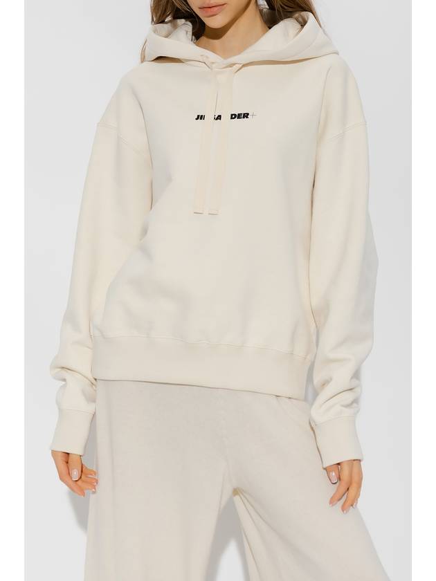 Logo Print Cotton Hoodie Cream - JIL SANDER - BALAAN 4