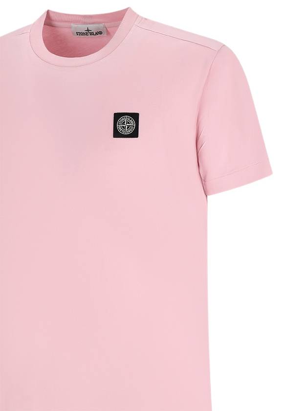 Logo Patch Short Sleeves T-Shirt Pink - STONE ISLAND - BALAAN 4